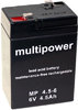 Multipower MP4,5-6 Bleiakku 6V - 4,5Ah Faston 4,8mm