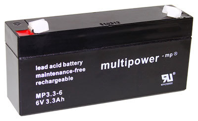 Multipower MP3,3-6 Bleiakku 6V - 3,3Ah Faston 4,8mm