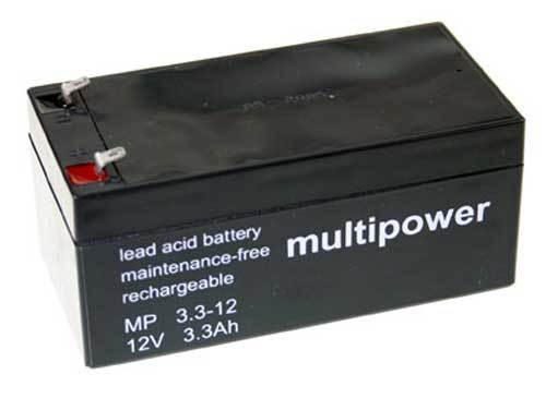 Multipower MP3,4-12 Blei Akku 12V  3,4Ah Faston 4,8mm