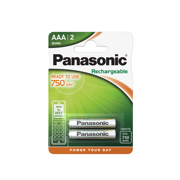 Panasonic Telefonakku AAA DECT Telefon Akku 750mAh 2er Pack