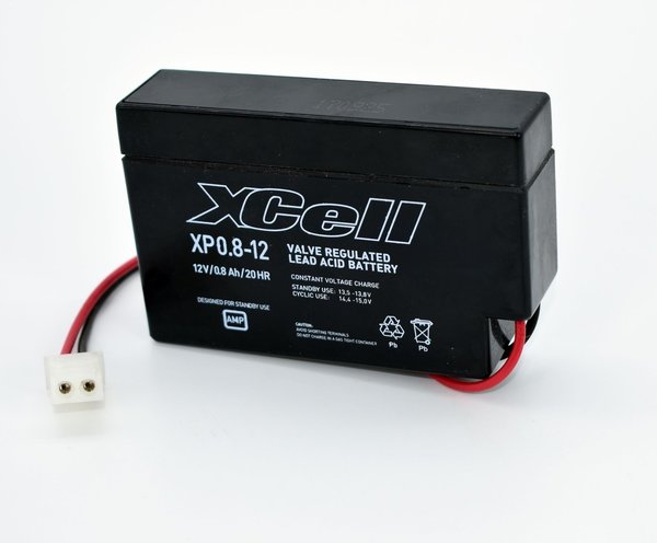 XCell Blei Akku 12V 0,8Ah mit AMP Stecker für Rolladensteuerung