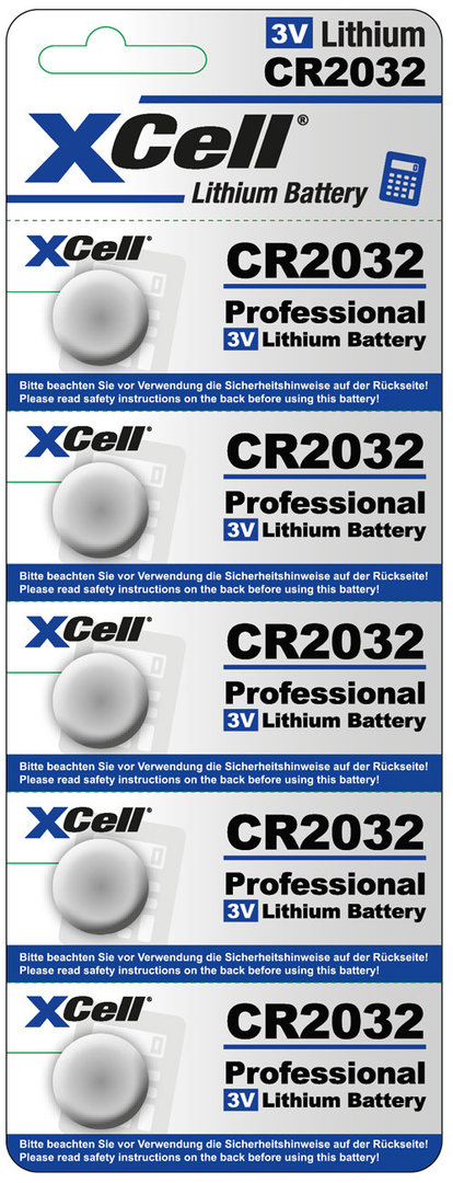 XCell CR2032 Lithiumbatterie 3V 220mAh 5er Blisterkarte