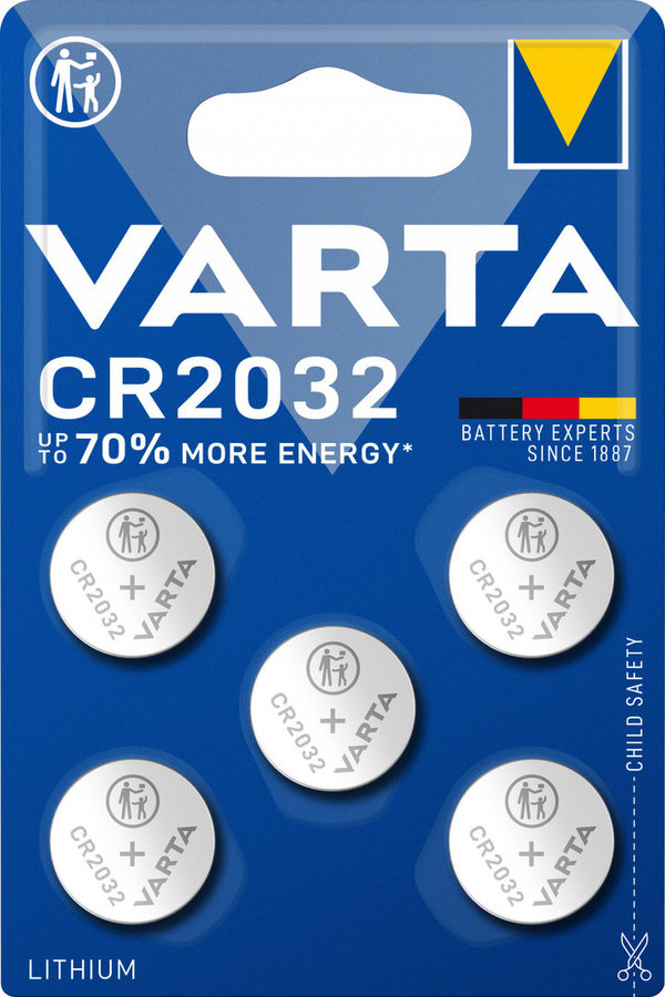 Varta CR2032 3V Lithium Knopfzelle 220mAh 5er Blister
