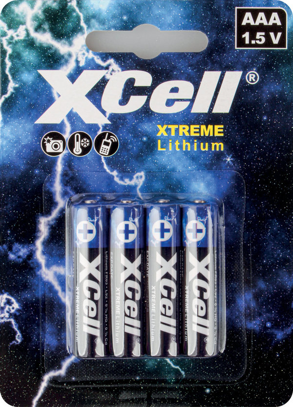 XCell AAA Micro 1,5V Lithiumbatterie 4er Blister