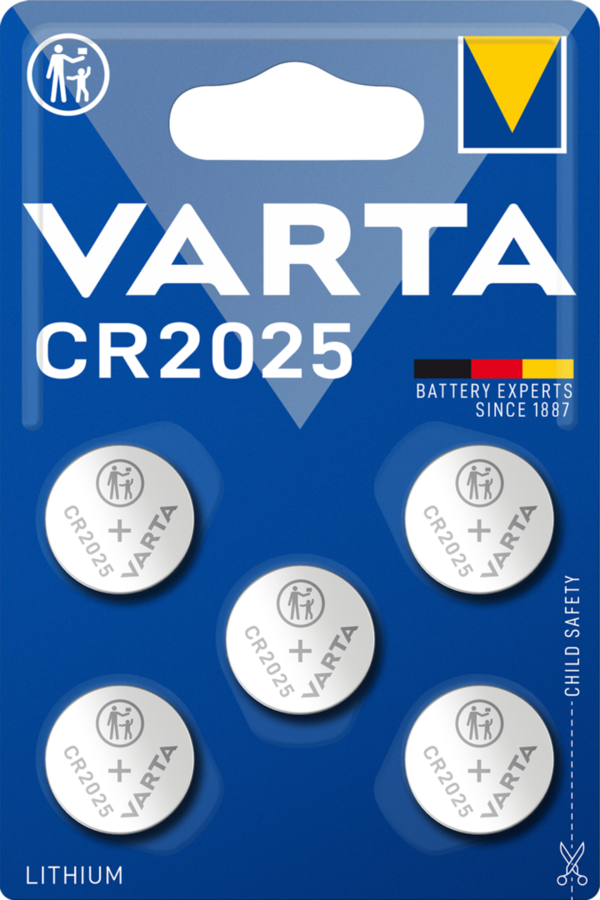 Varta CR2025 3V Lithiumknopfzelle 5er Blister